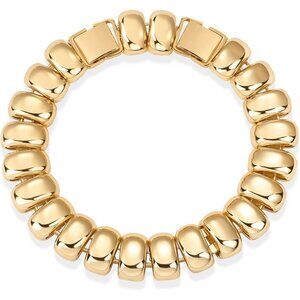 Women's Gold Plated Chunky Ribbed Texture Bracelet